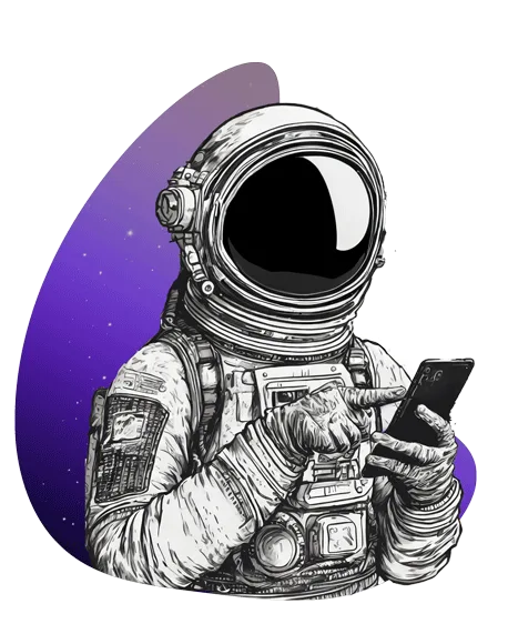 astronaute avec un telephone